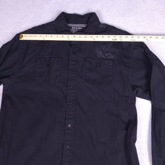 Carbon Black Men’s Button-Up Shirt XXL Black Crest Design 2000s Streetwear Y2K - Picture 14 of 15